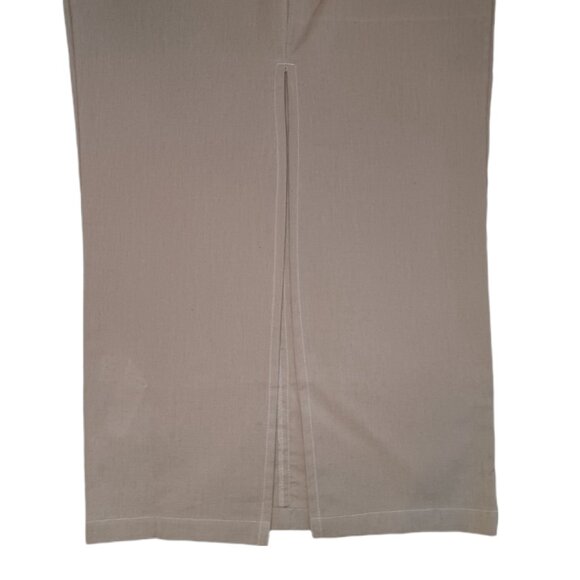 Pretty Little Thing Womens Size 2 Maxi Skirt Khaki Linen Look Pockets - Picture 5 of 8